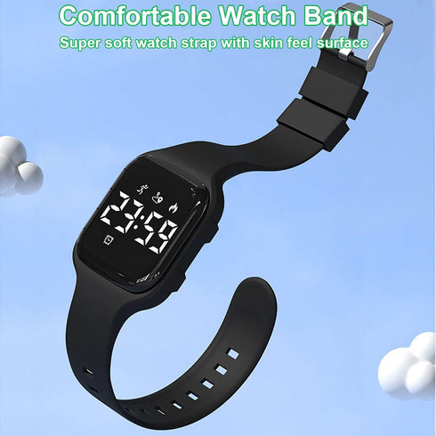 Fitness Pedometer Watch for Boys Girls, Kids Fitness Tracker Without App/Bluetooth/Phone, Rechargeable Kids Watch, LED Sports Watch with Alarm Clo...